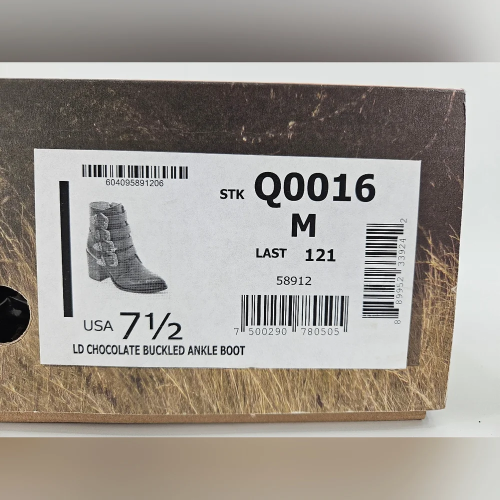 NIB Circle G by Corral Brown Western Ankle Multi Buckle Side Zip Boots 7.5 M - Picture 7 of 12